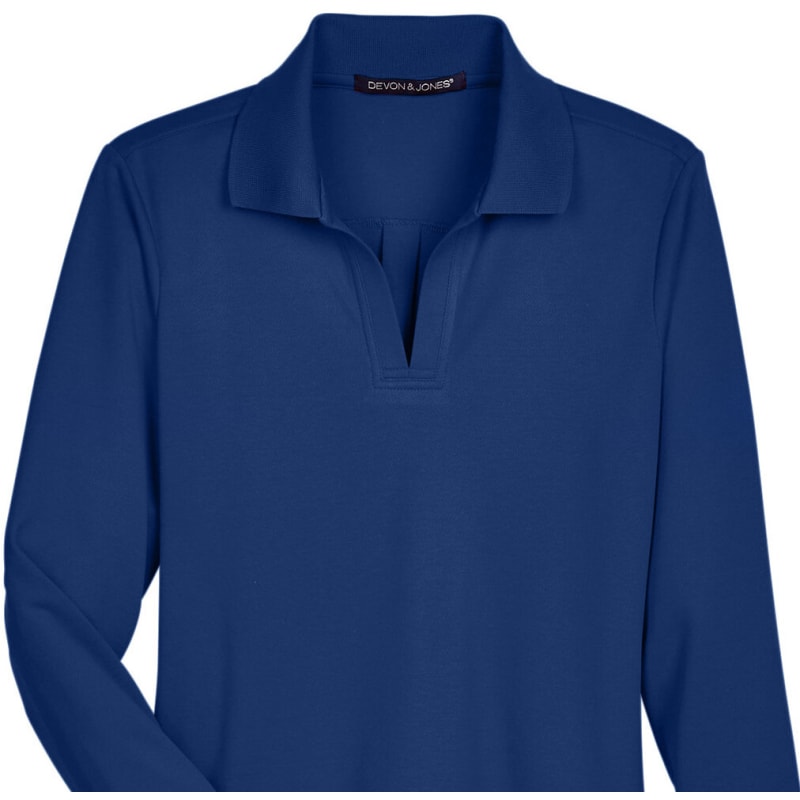 Devon & Jones CrownLux Performance™ Ladies' Plaited Long Sleeve Polo 16