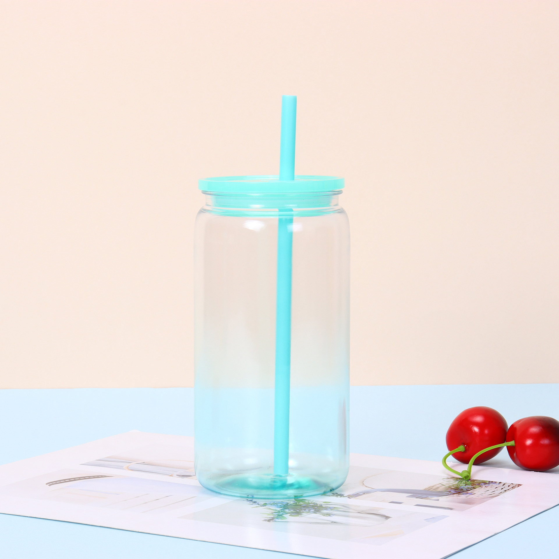 16 oz Plastic Tumbler with Straw and Lid 11