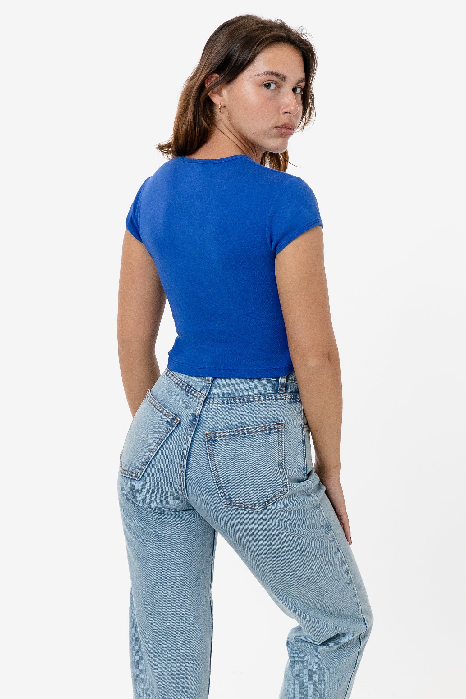 BABY RIB CAP SLEEVE CROP TOP 2