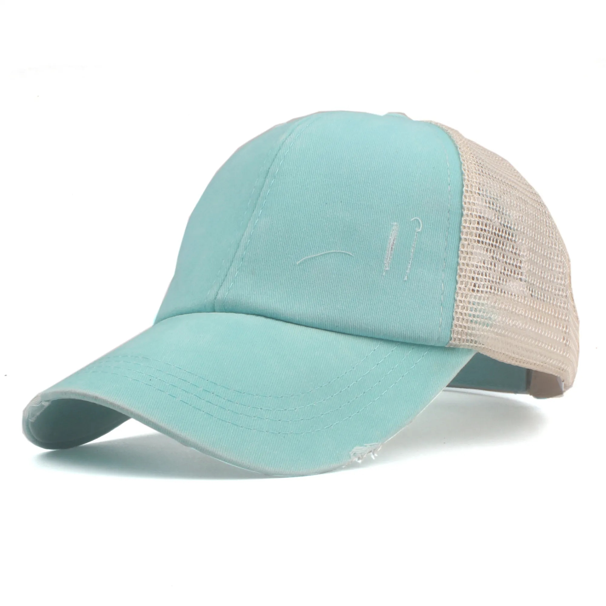 Washed Cotton Ponytail Baseball Cap 13