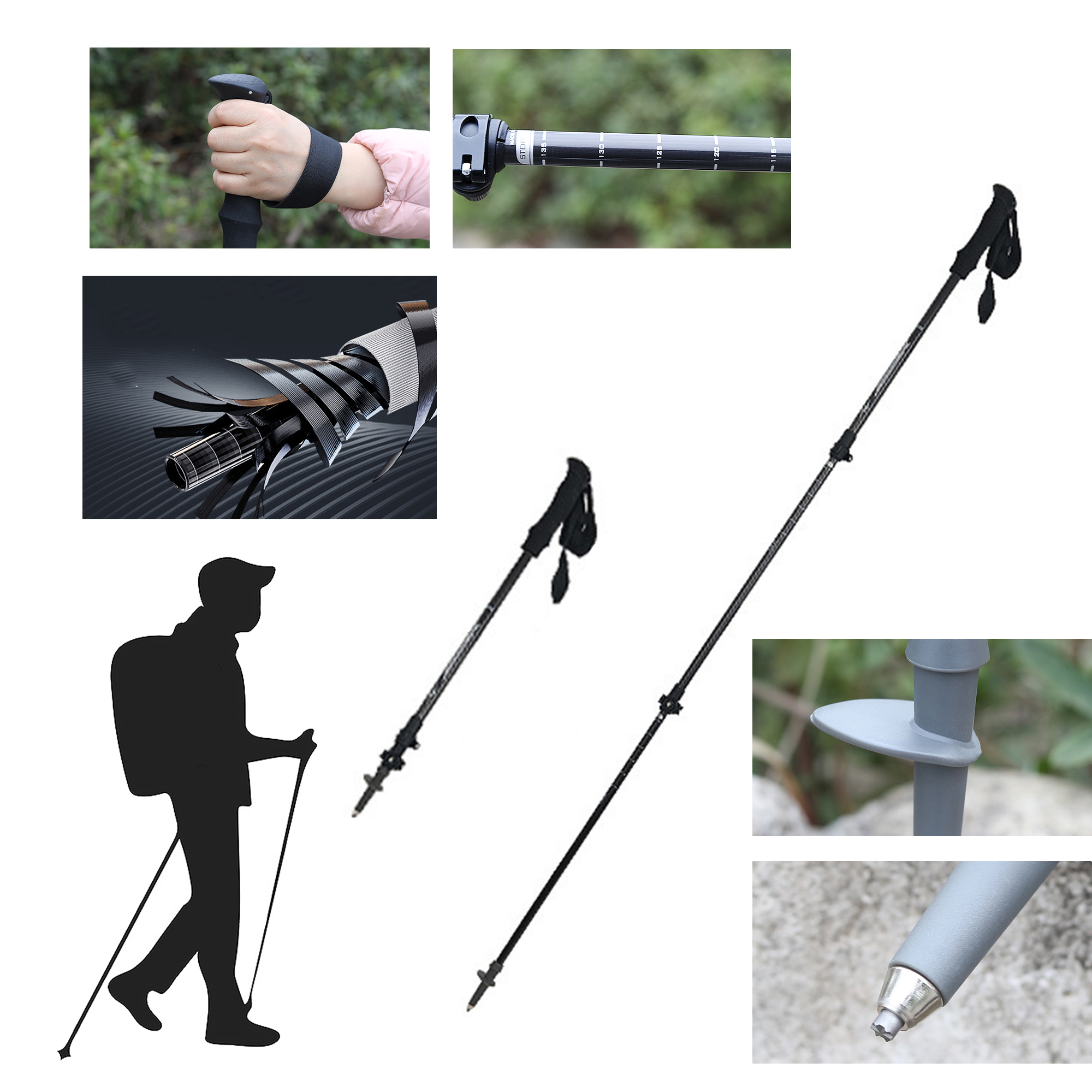 Lightweight Carbon Fiber Trekking Pole With Ergonomic Grip 3