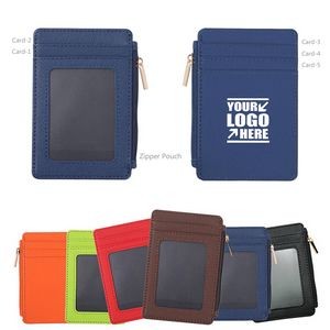 PU Leather Card Holder with Zippered Pocket 24