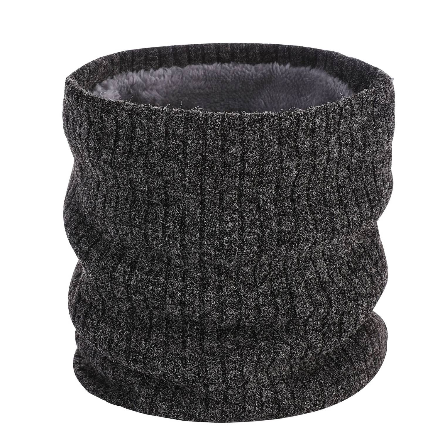 Winter Knitted Plush Lined Neck Warmer Scarf 32