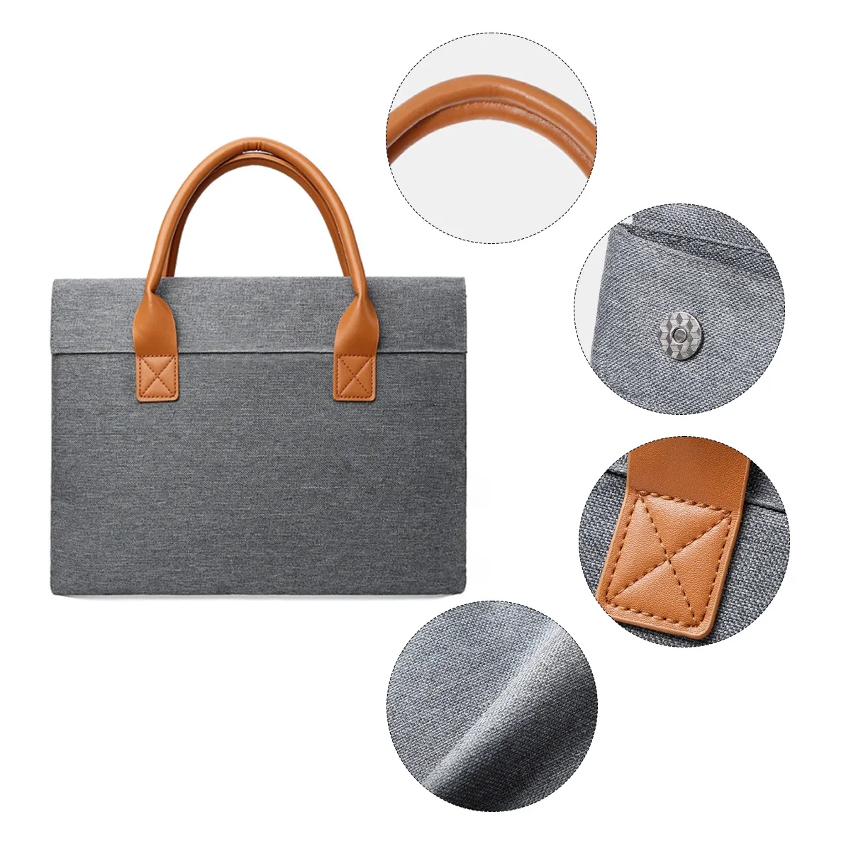 14" Business Laptop Handbag With PU Leather Handles 5