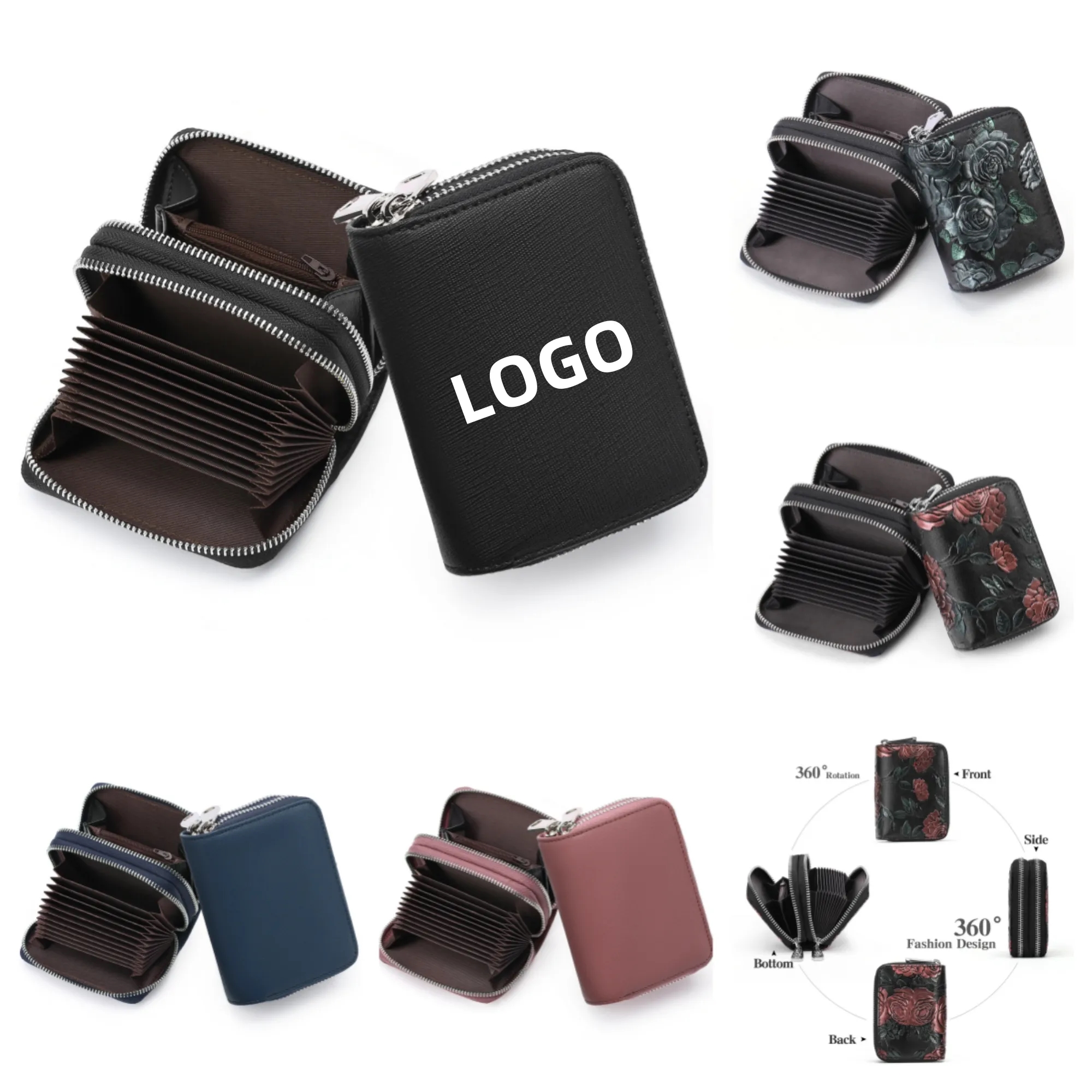 Premium Dual Zipper RFID-Blocking Leather Card Holder 6