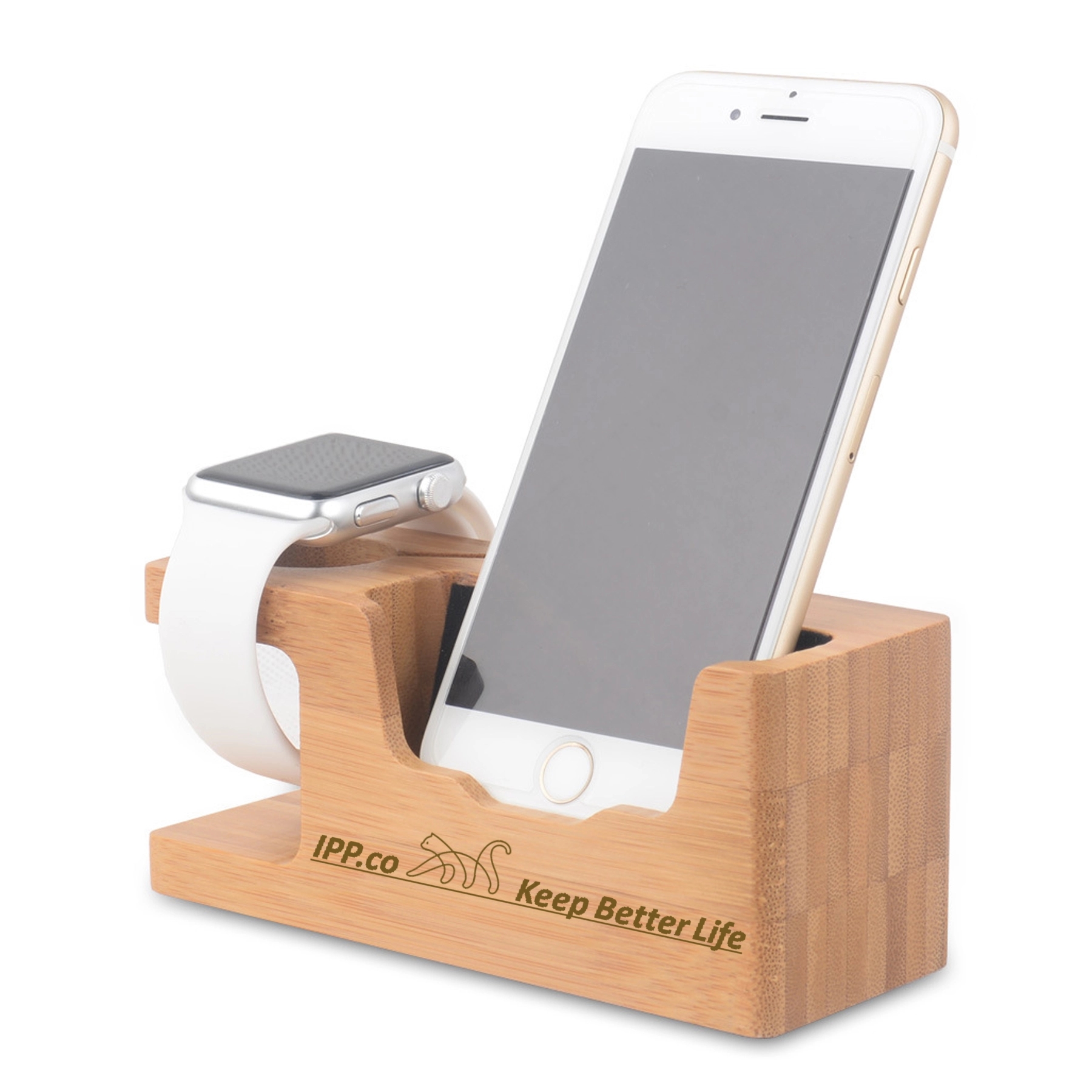 Bamboo Wood Charging Holder for Watch Phone 2