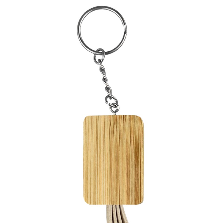 Square Bamboo Charging Cable Key Ring 2