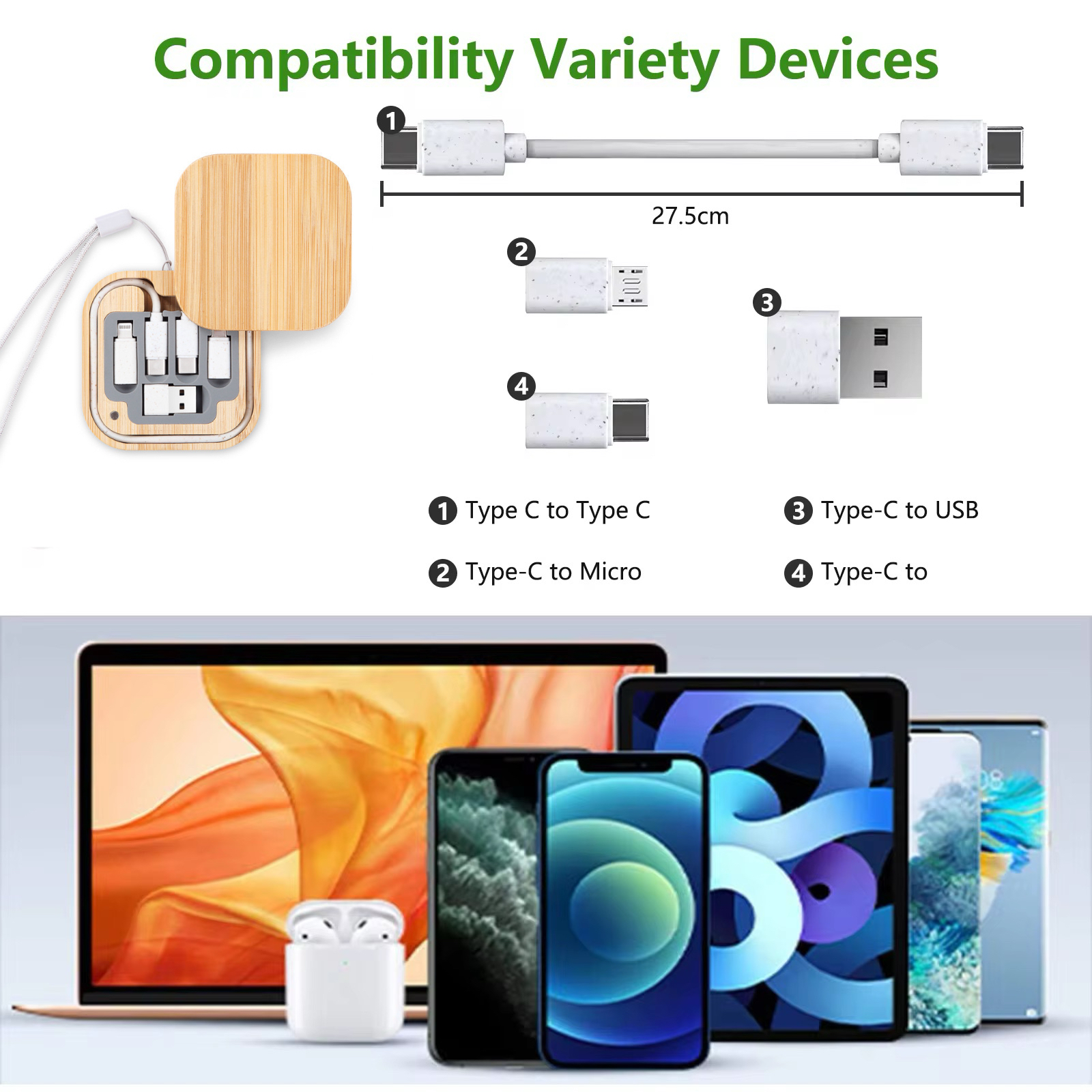 MOQ 3 pcs Wheat Straw USB Adapter Kit 4