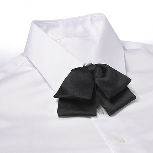 Black Adjustable Band Polyester Satin Floppy Bow Tie 2