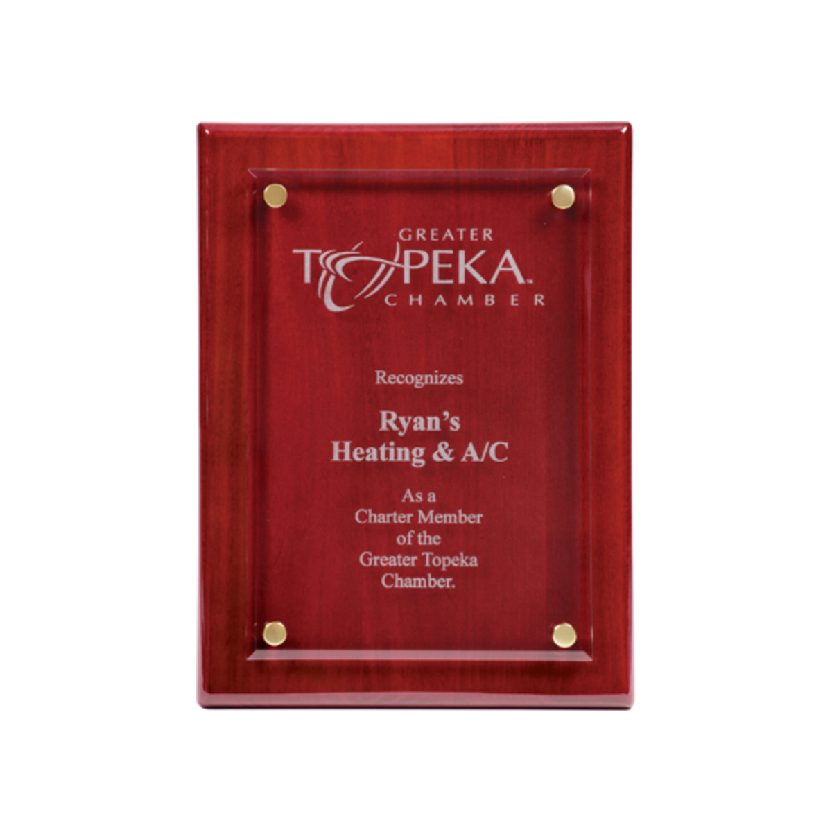 9" x 12" Rosewood Piano Finish Floating Glass Plaque