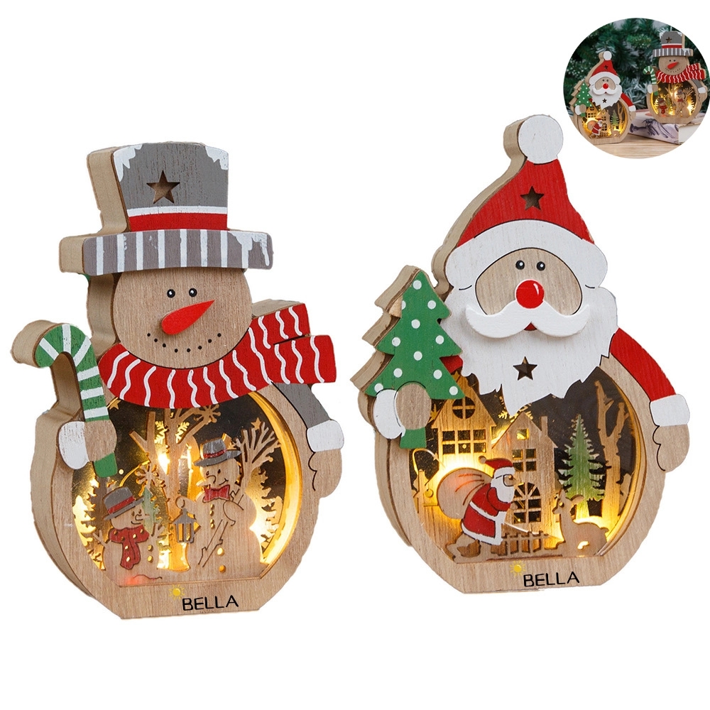 Christmas Wood Cutouts Pendants With Led Lights 1