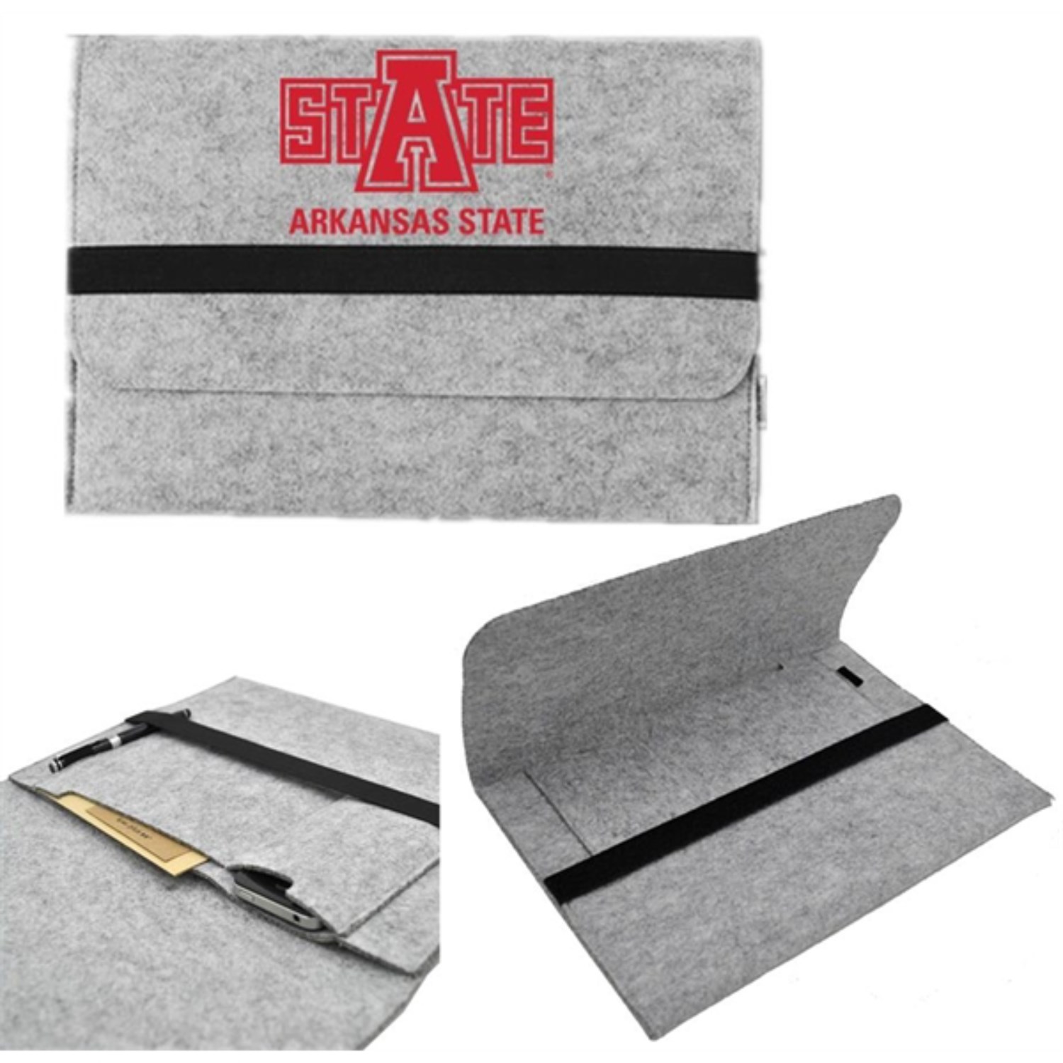 Felt Laptop Sleeve w/ Flip Closure & Three Compartments 3