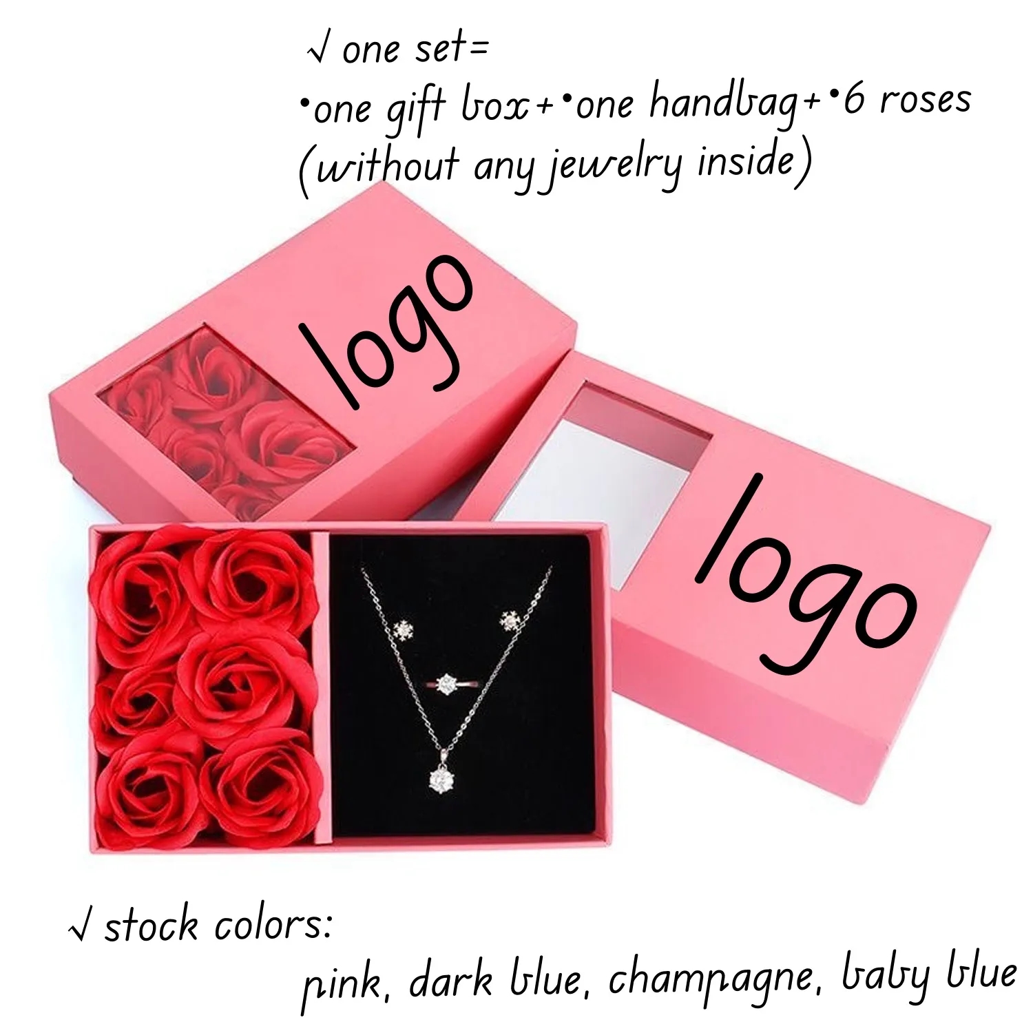 Set Jewelry Gift Box with Lids Six Eternal Rose Inside 4