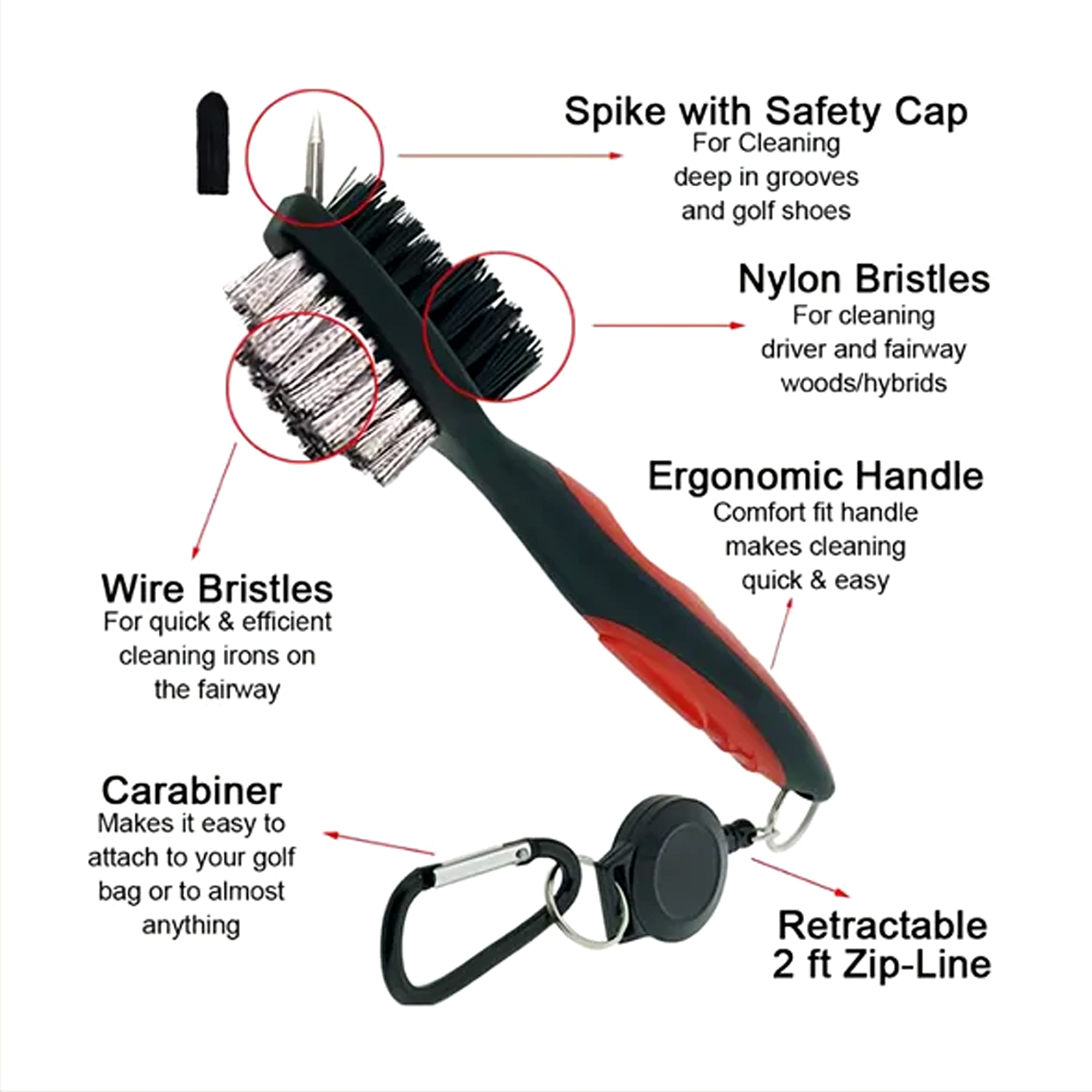 Golf Club Cleaning Brush Dual-Bristle 1