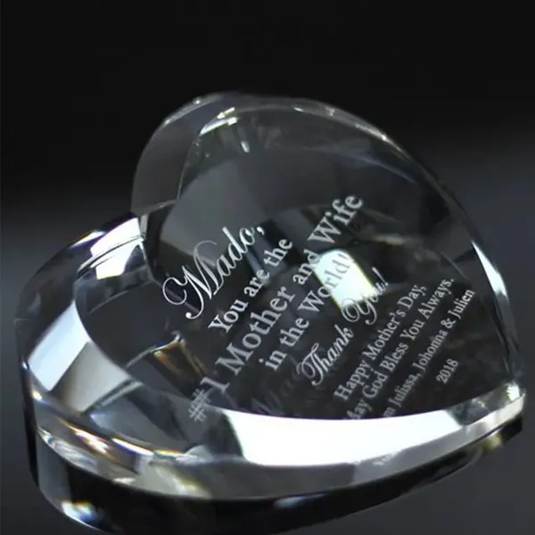 Beveled Heart Shape Crystal Paperweight 4