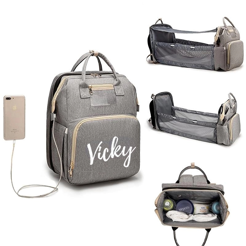 Oxford Foldable Baby Crib Diaper Backpack 5