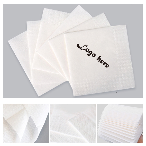 5" x 5" 2-Ply White Paper Beverage Napkins 2