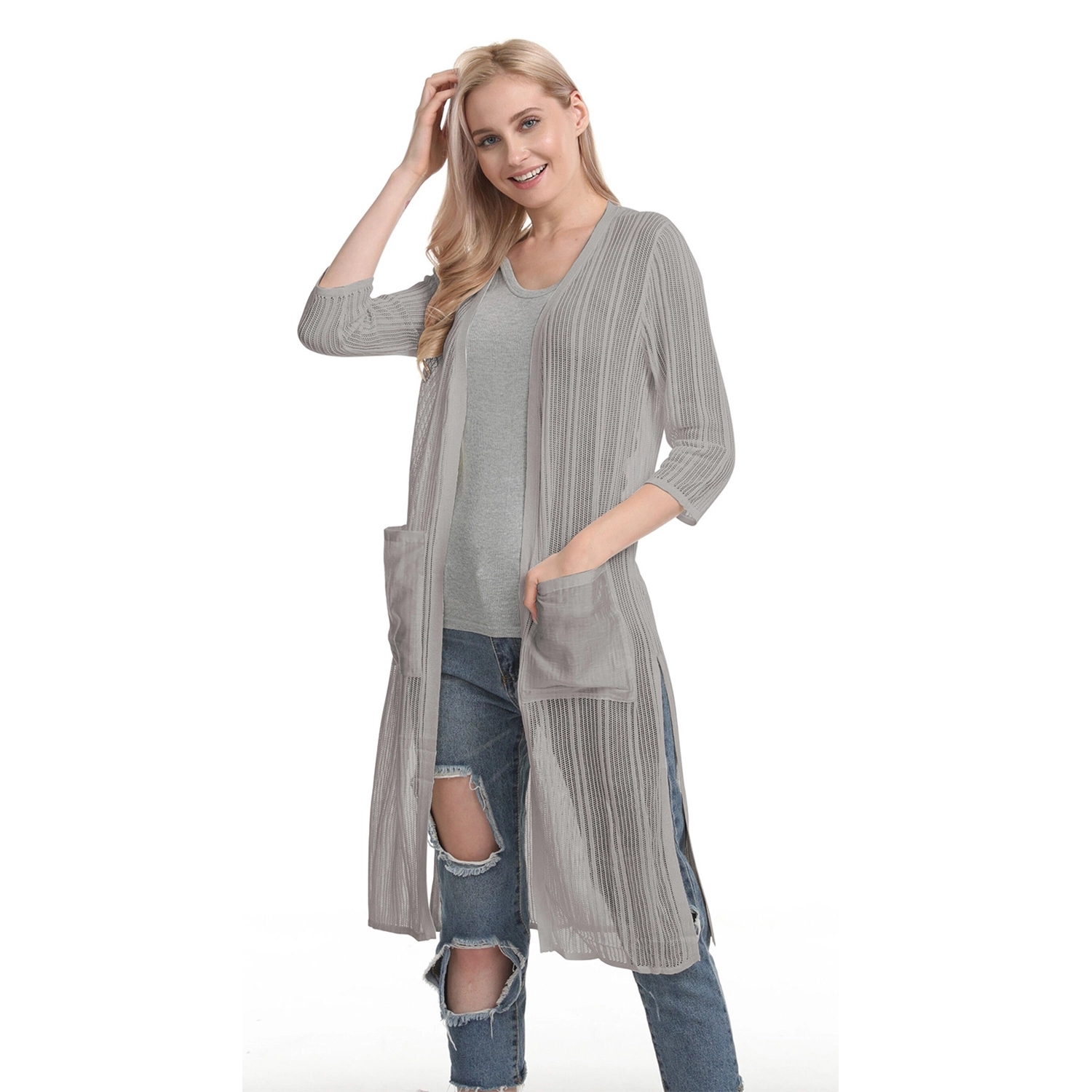 Women Mesh Casual Knit Cardigan 6