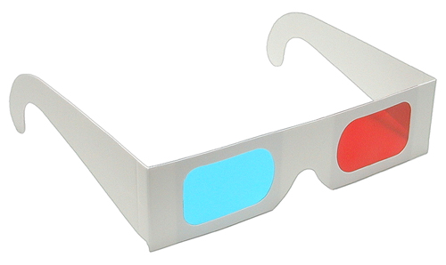 3D Glasses Red/Cyan Lenses - White Frame - Stock 2