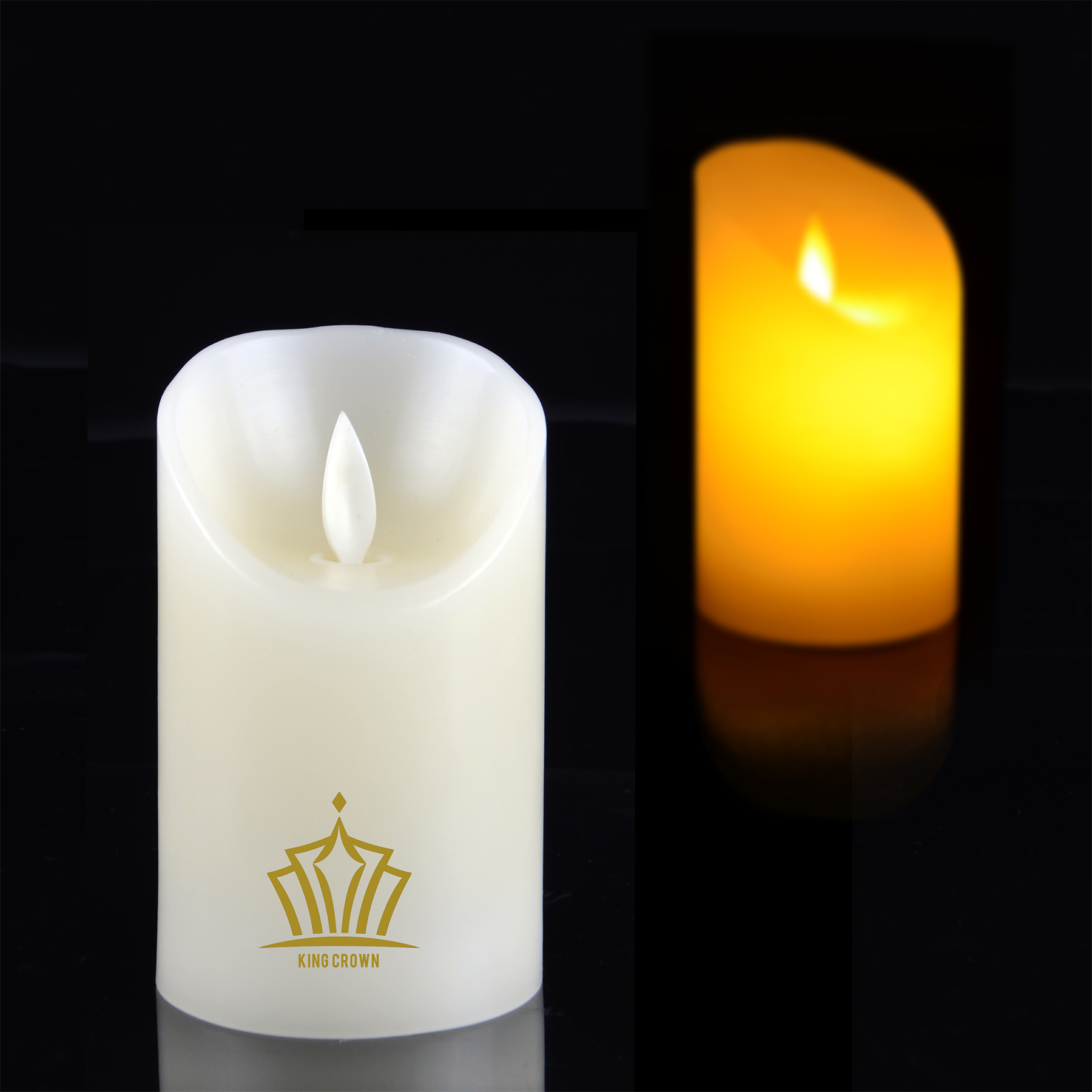 4" x 2" Flickering Moving Wick Luxury Candle Oblique Top 2
