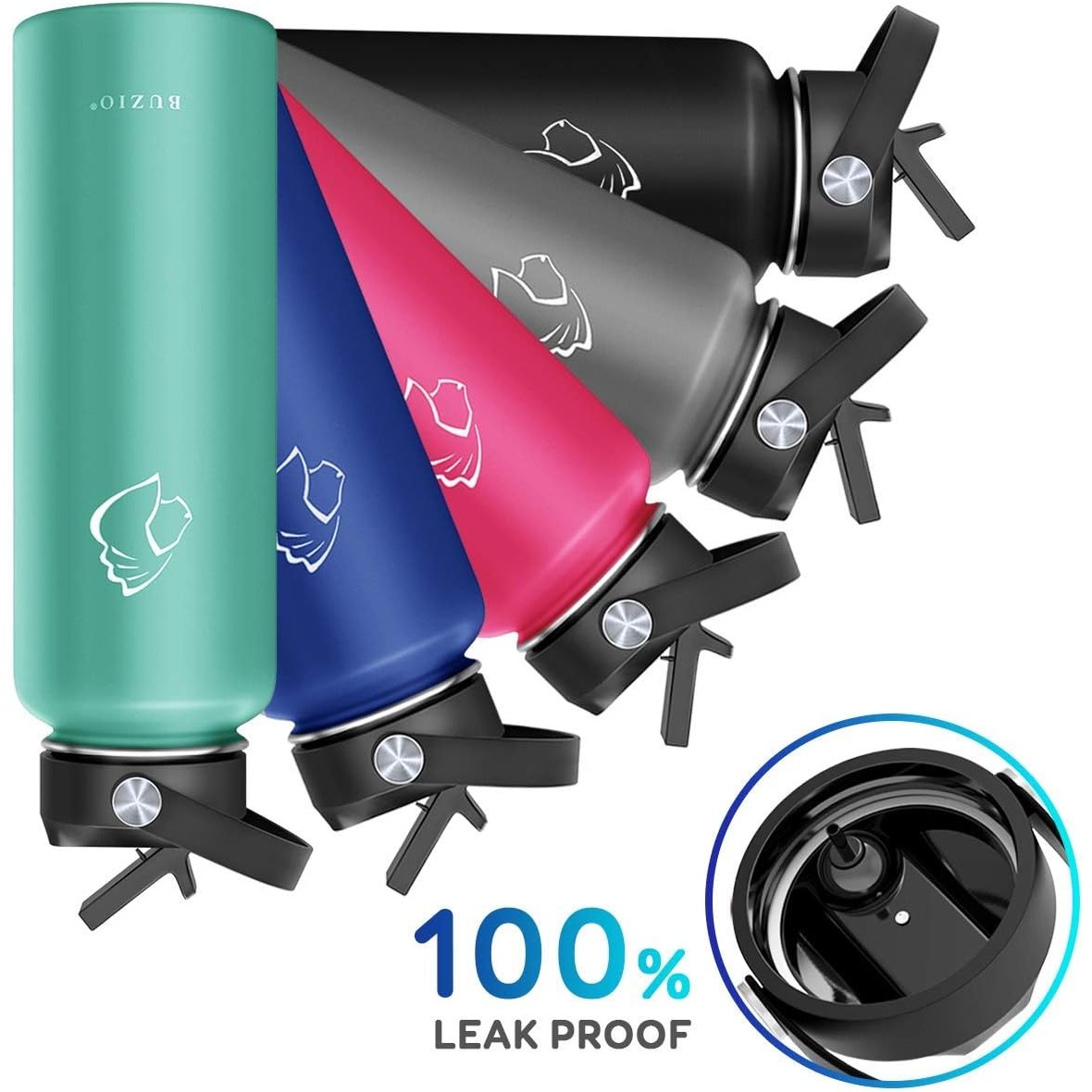 Stainless Steel Water Bottle, 40 oz Vacuum Insulated Water Bottle with Straw Lid and Flex Cap 3