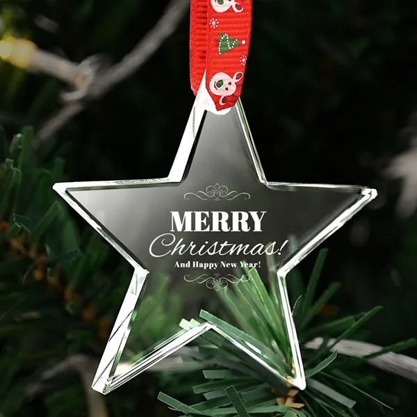 Personalised Star Crystal Bauble Christmas Tree Decoration 1