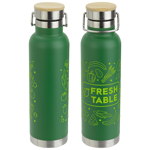 Cusano 22 oz Vacuum Insulated Stainless Steel Bottle with Bamboo Cap, custom water bottle with logo imprint 23