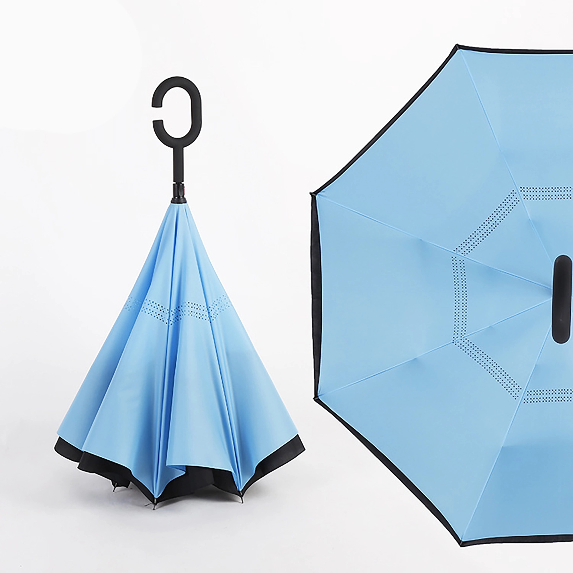 MOQ 50pcs Pure Color Windproof UVInverted Reverse Umbrella 5