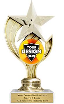 Trophy: 7", 2x3 white marble base, Holder w/ mylar 2
