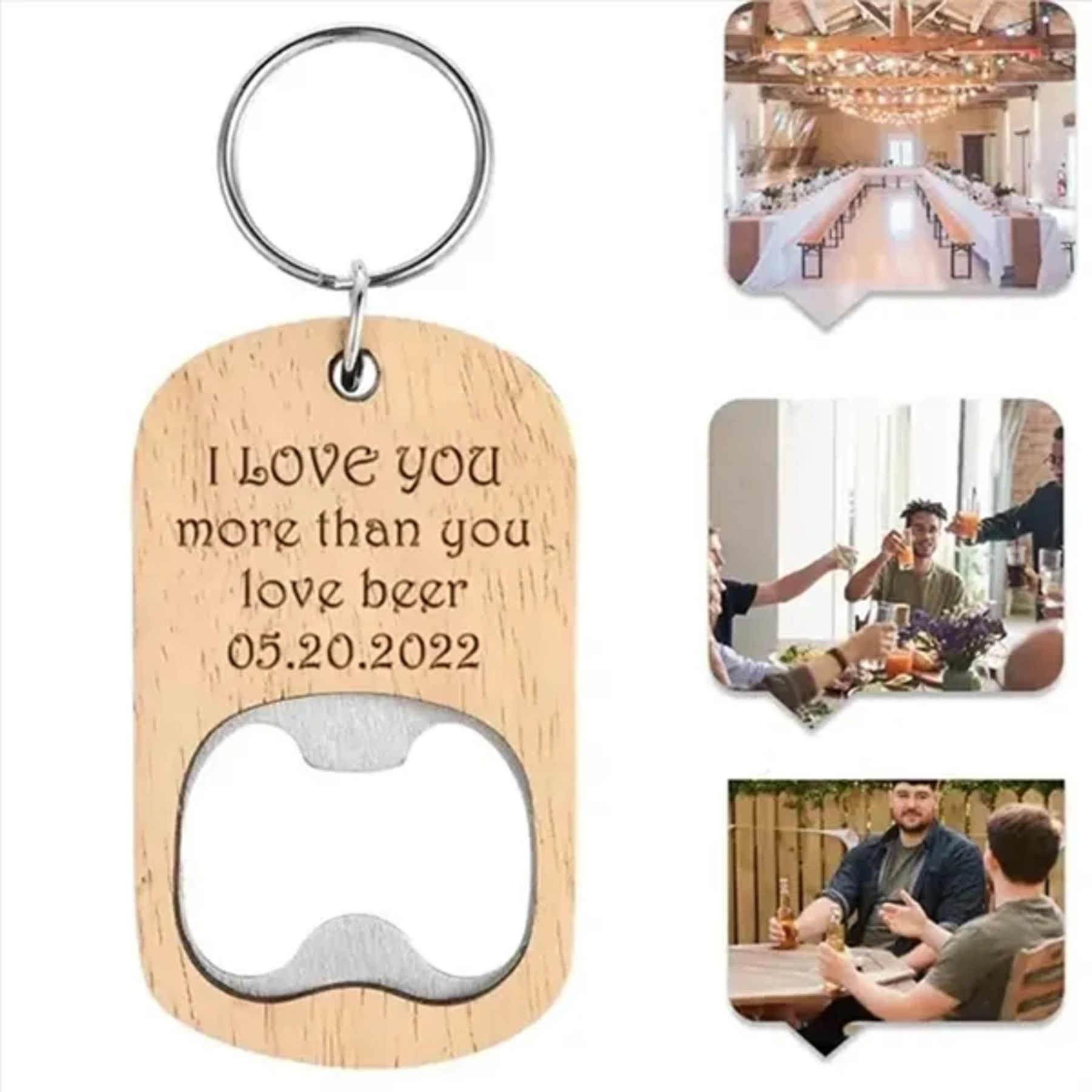 Wooden Bottle Opener Keychain
 1