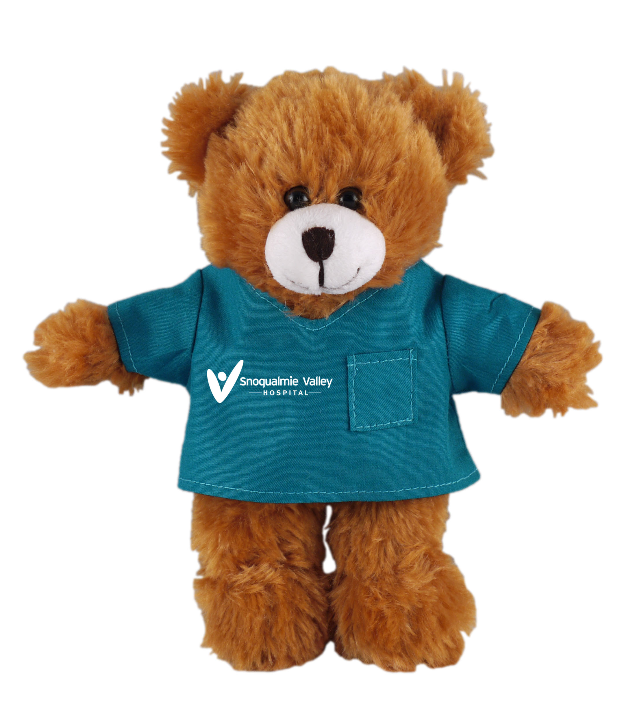 Soft Plush Stuffed Mocha Teddy Bear in scrub shirt 2