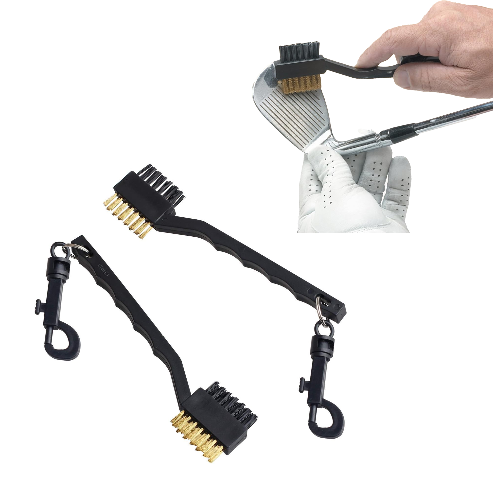 Golf Club Cleaning Brush With Retractable Clip 3