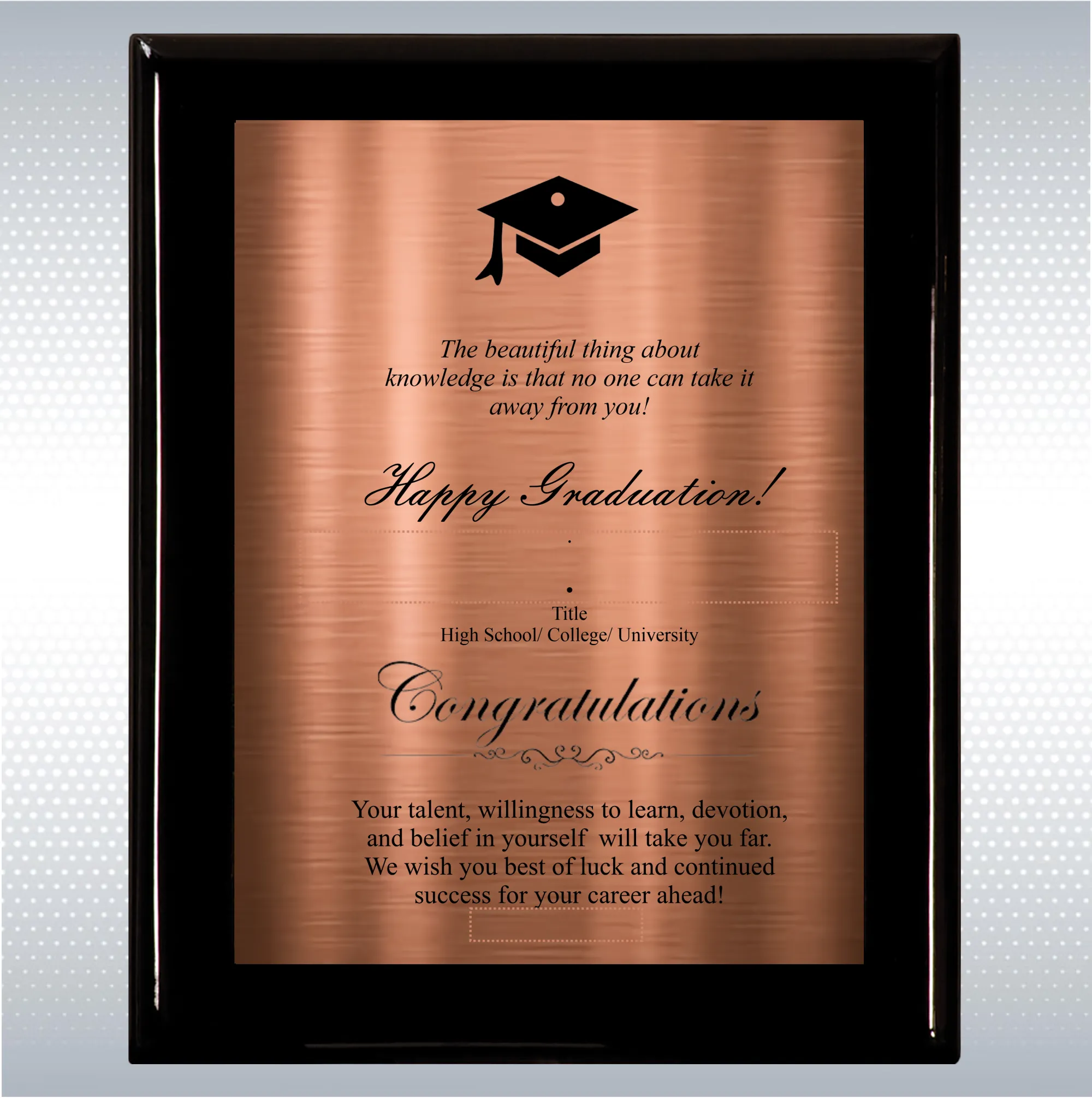 Black Piano Finish Wood Plaque Graduation Gift 11
