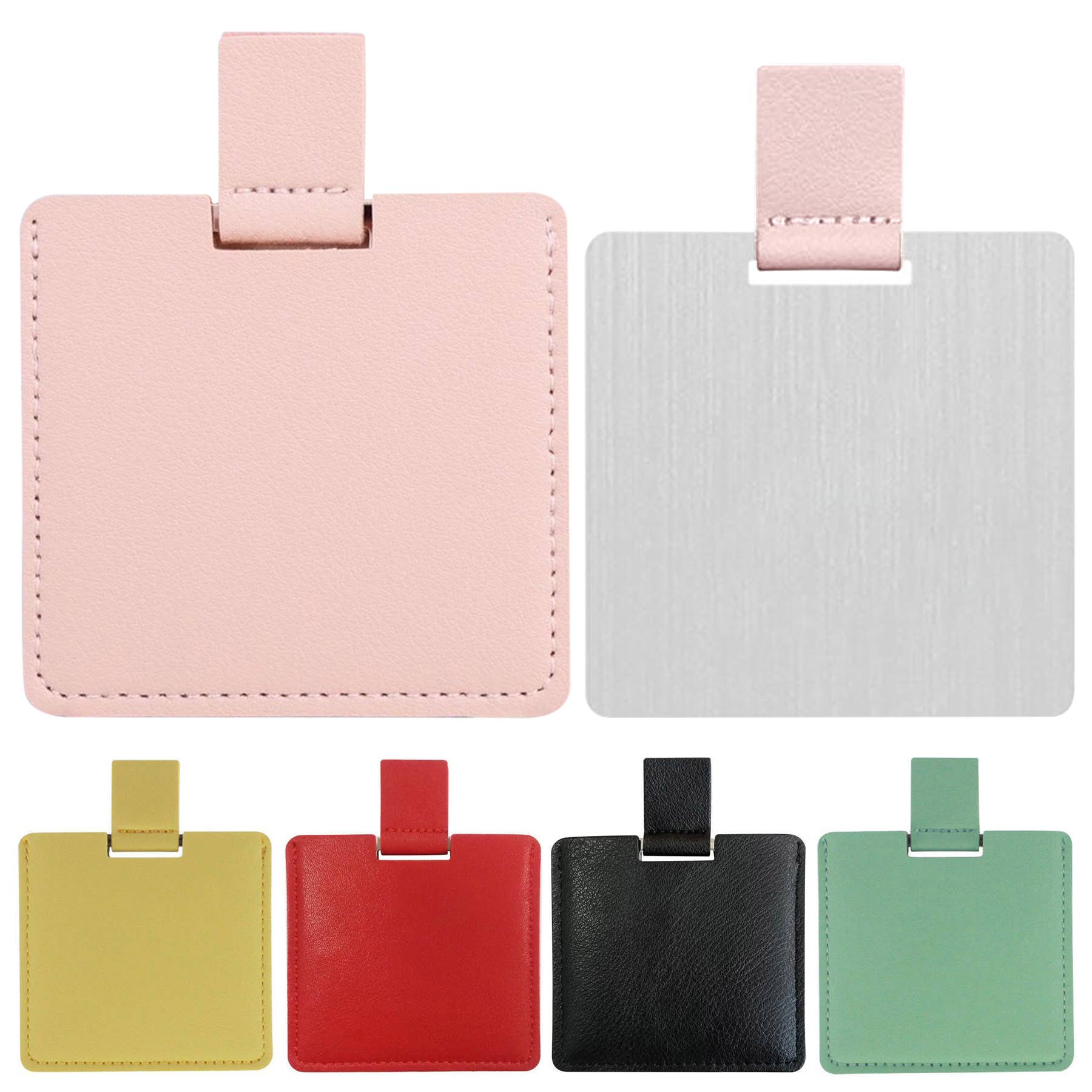 Square Stainless Steel Cosmetic Mirror With Leather 2
