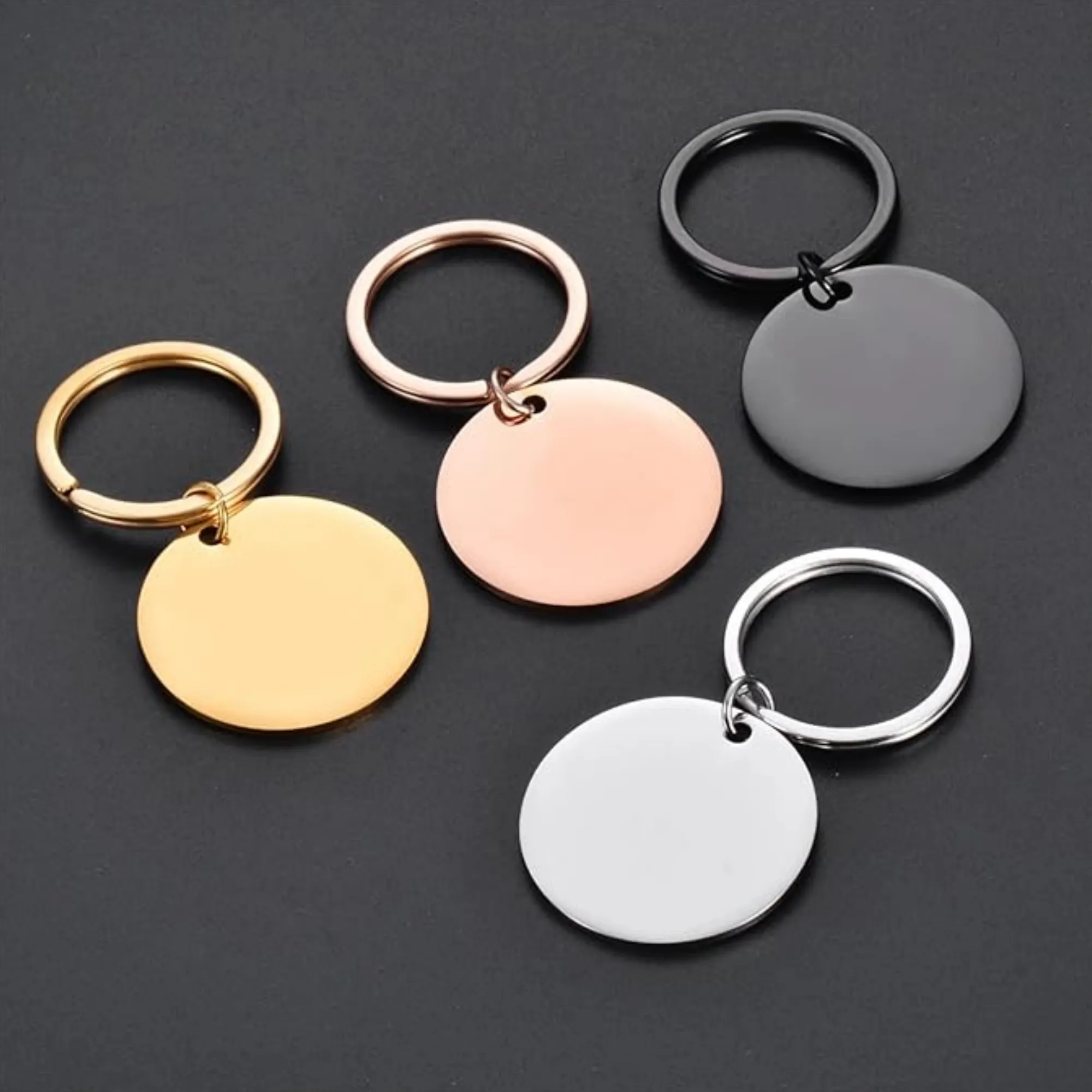 Steel Stainless Blank Tags Stamping Round Keychain 3
