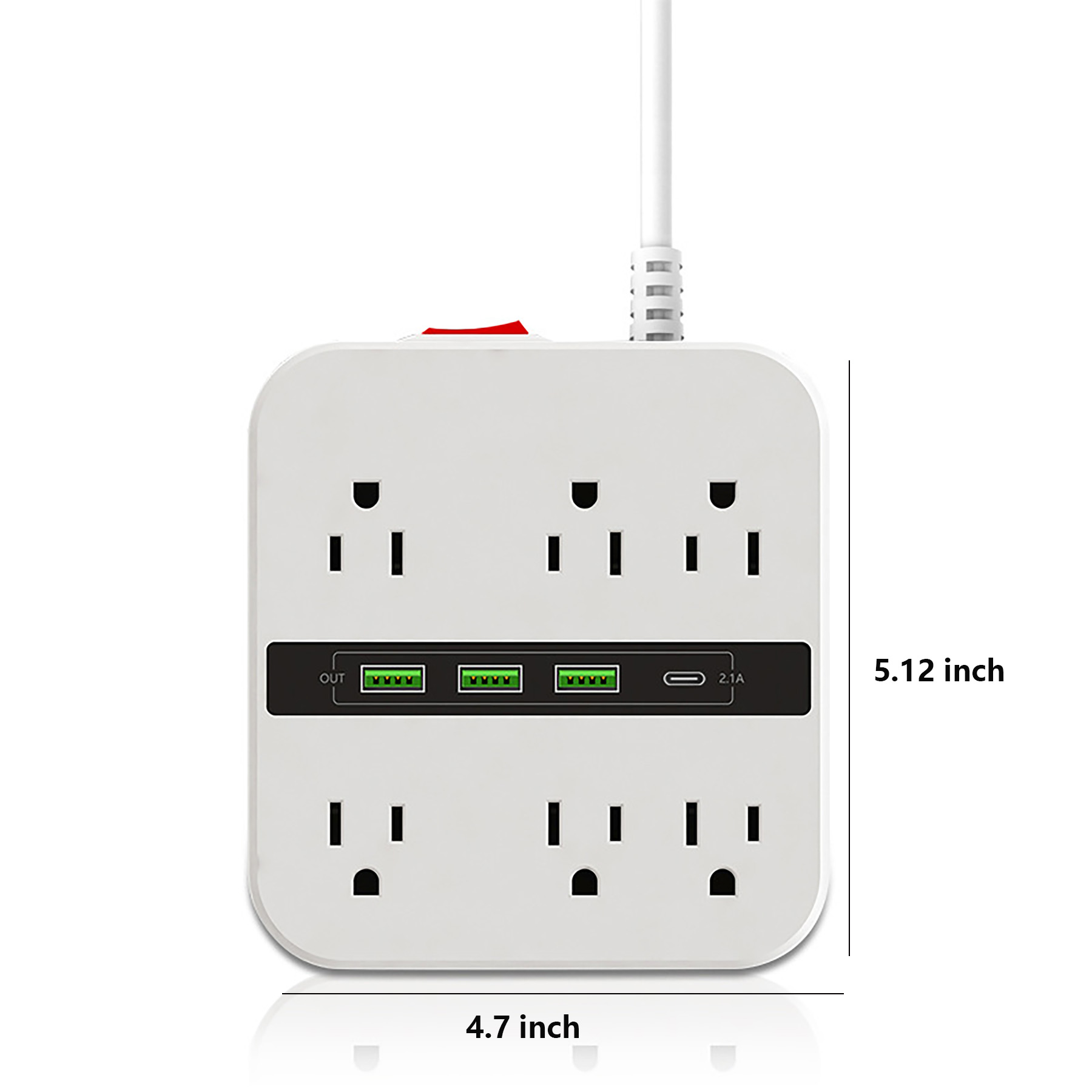 6ft Power Strip USB Charging Ports 2