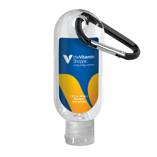 1.9 oz. Clear Sanitizer in Clear Bottle with Carabiner 17