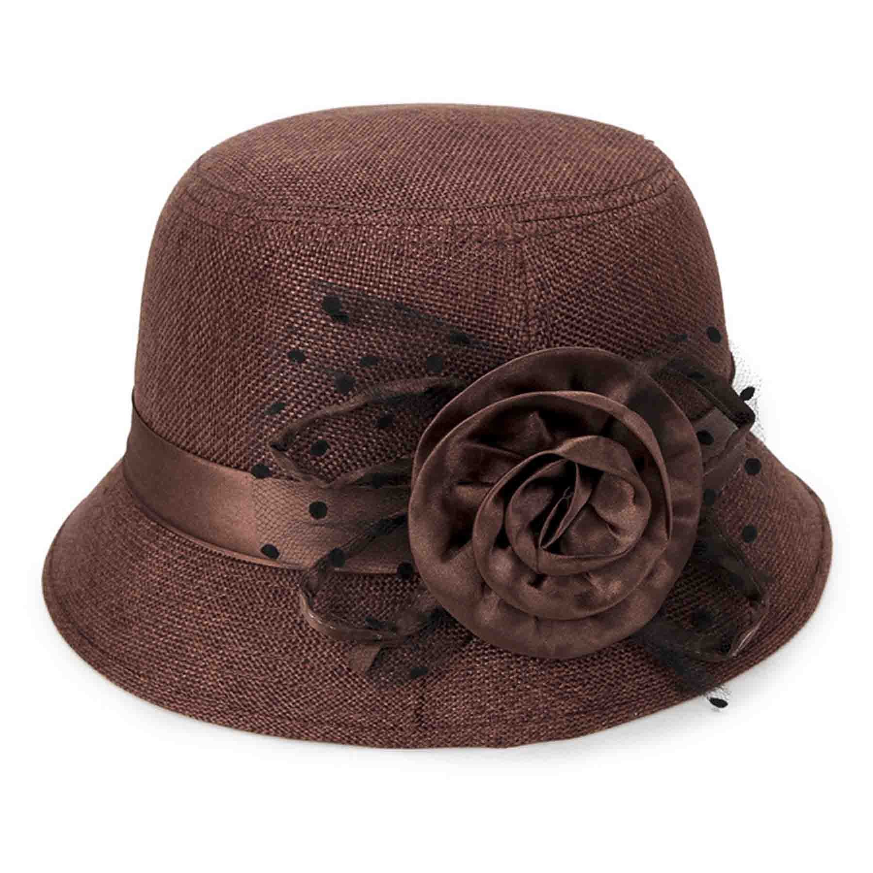 Summer Women Gatsby Linen ClocheHat With Lace Band/Flower 1