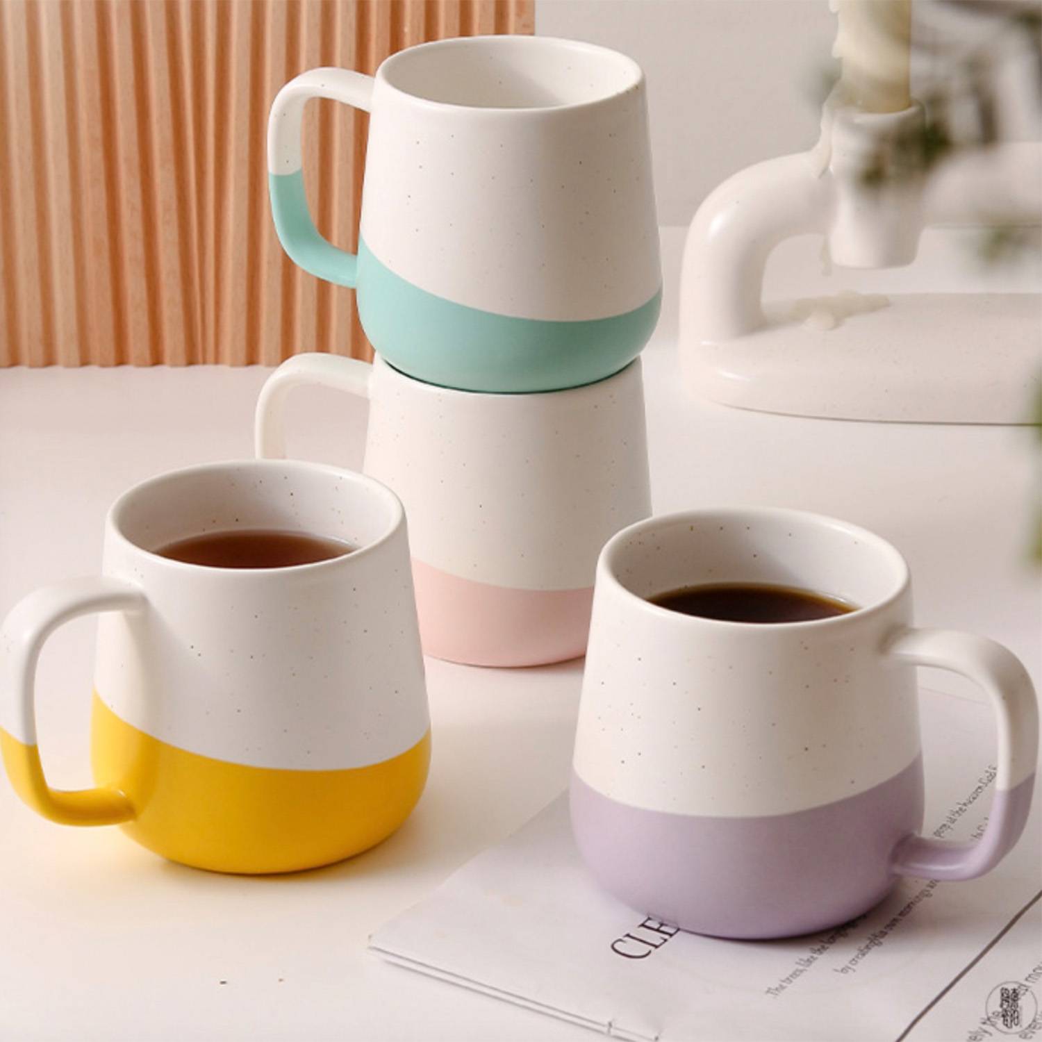 12oz Stitching Color Ceramic Mugs 5