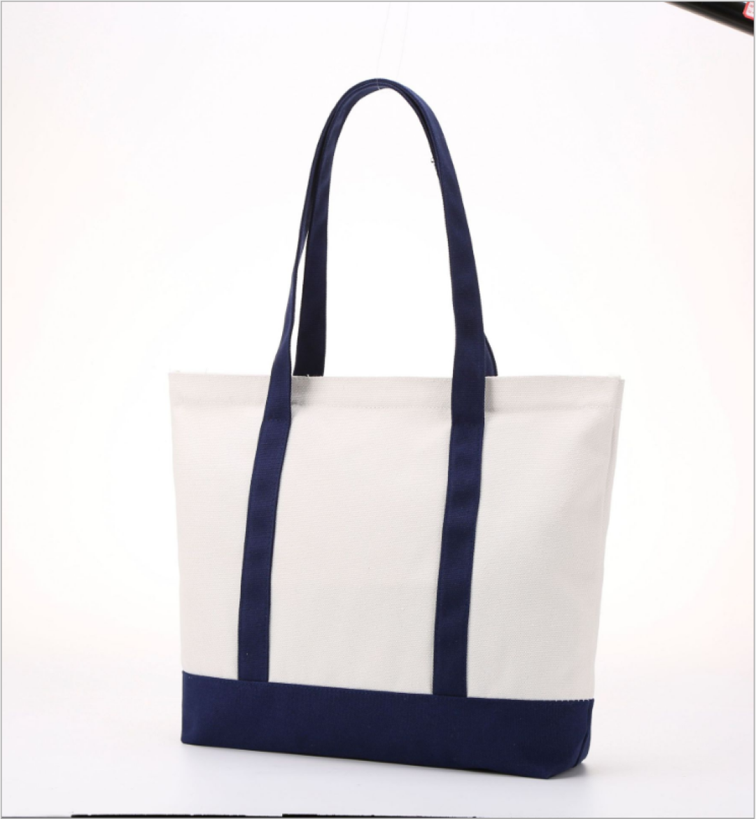 Top Zippered Canvas Striped Beach Bag 5