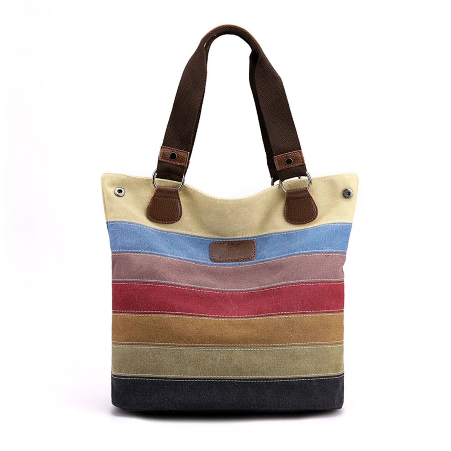 Fashion Rainbow striped tote bag, custom tote bag with logo imprint 4