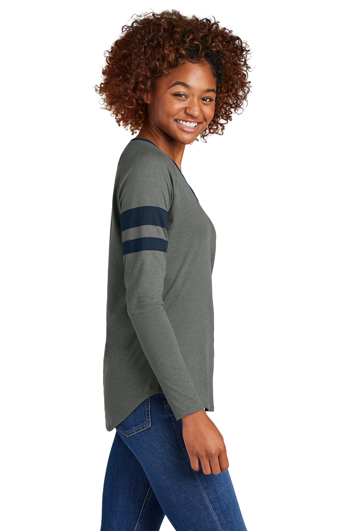 Sport-Tek Women's Halftime Stripe Long Sleeve V-Neck Tee LST6043 5