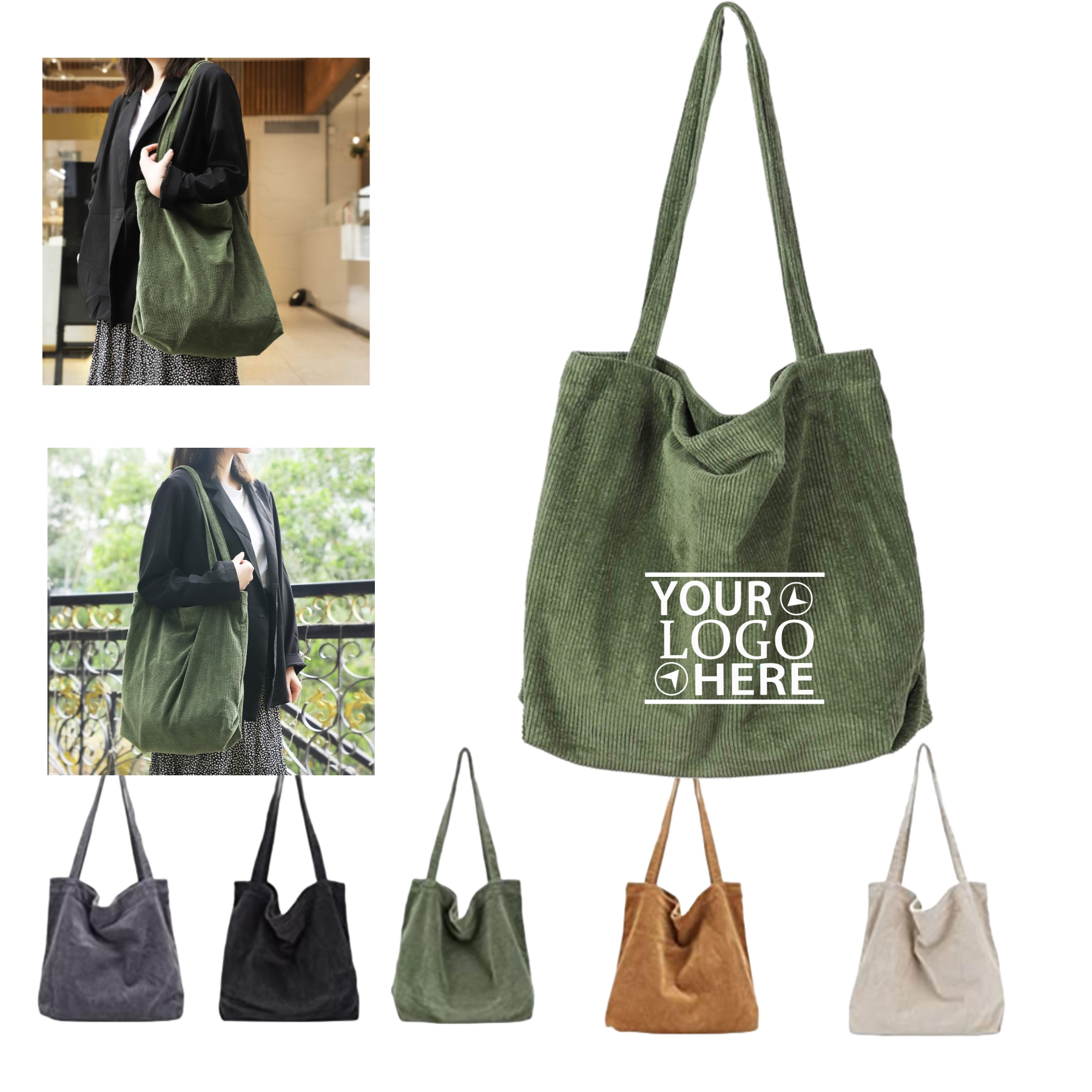 Women Corduroy Tote Bag 2