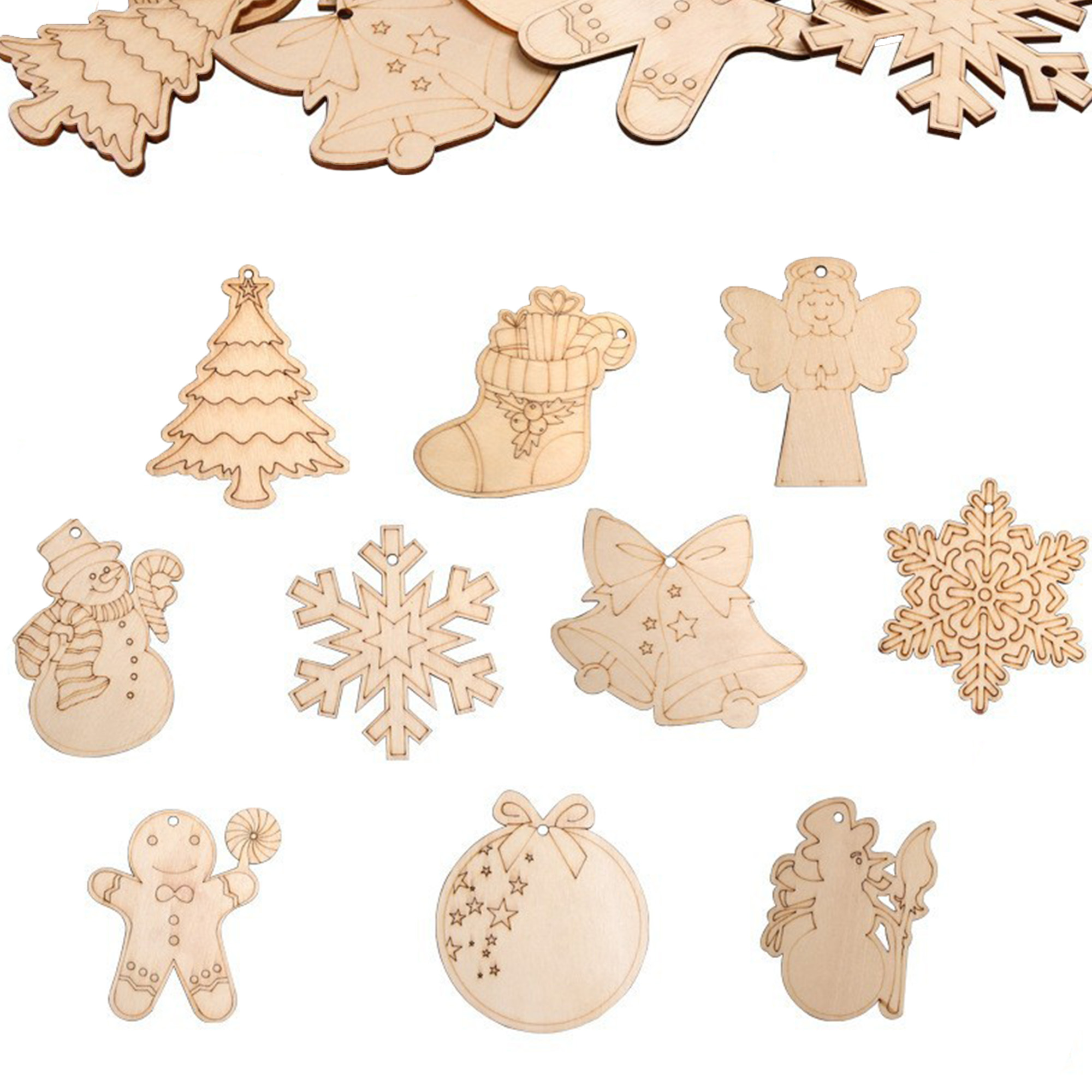 Wooden DIY Christmas Tree Festival Hanging Decorations For Holiday Ornamentation 2