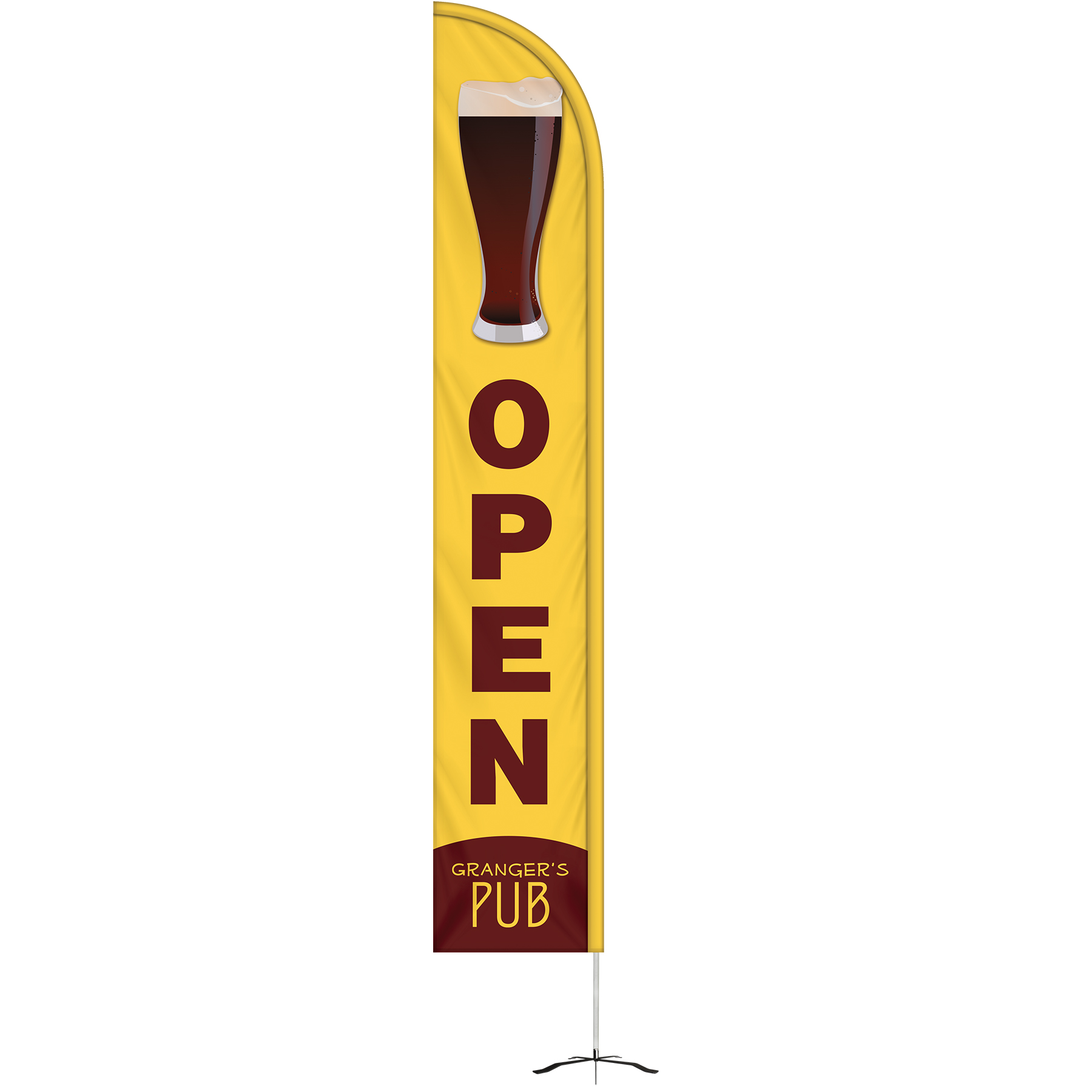 12' Double Sided Half Drop Banner w/ Premium Hardware & Cross Base 10