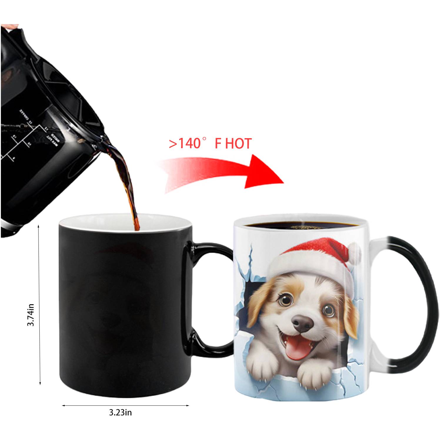 11oz Color Changing Ceramic Mug w/ 3D Dog Pattern 5
