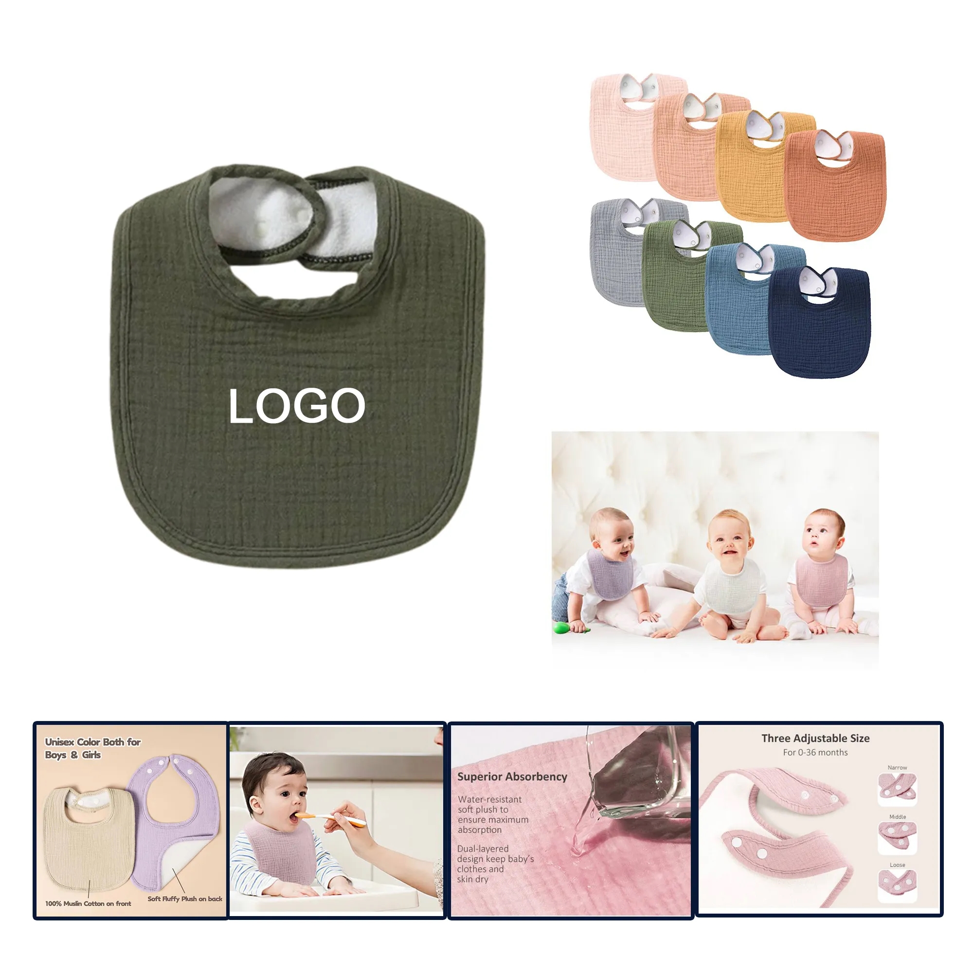 Soft Baby Bib Absorbent Saliva Towel 10