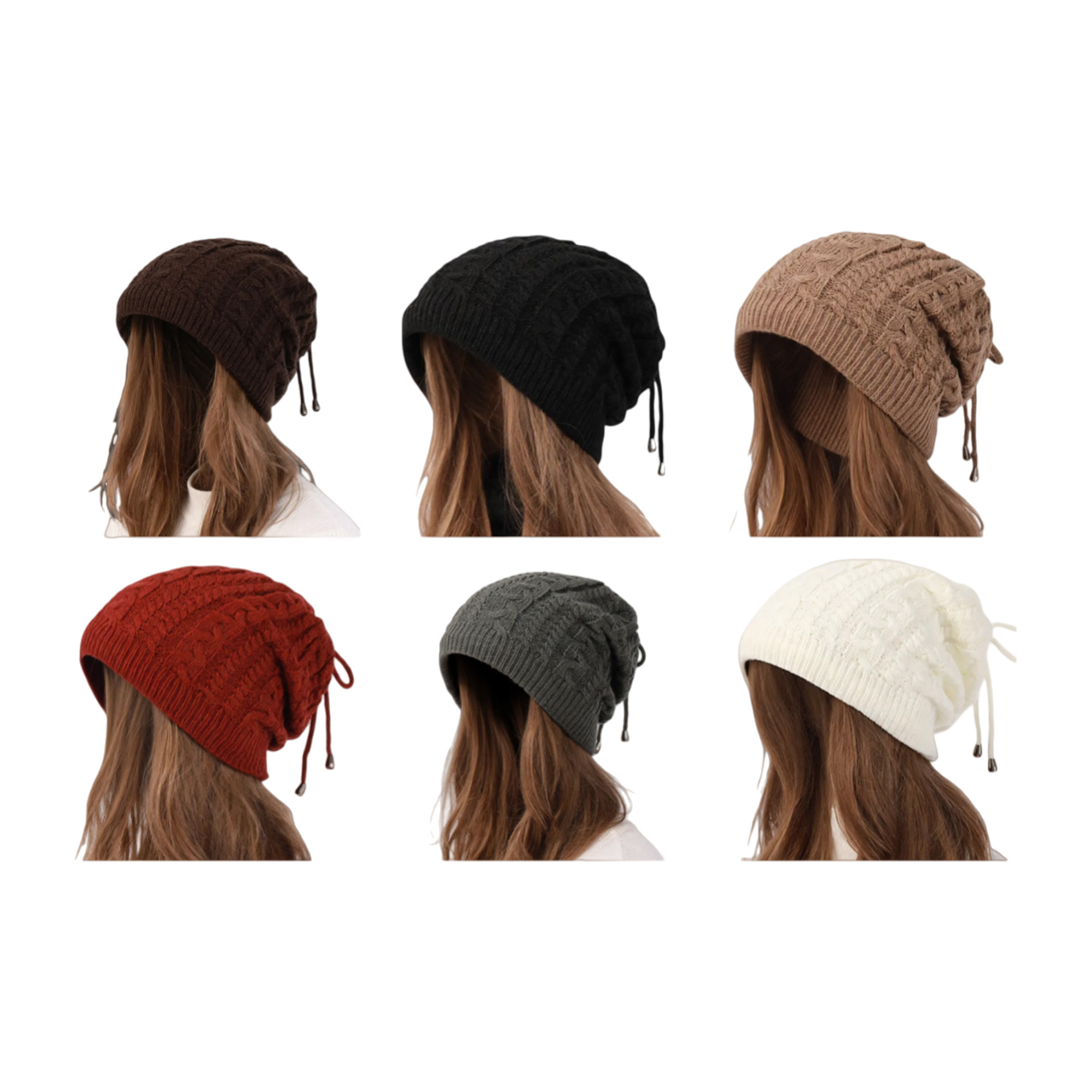 Acrylic 3 in 1 Drawstring Knit Hat 3