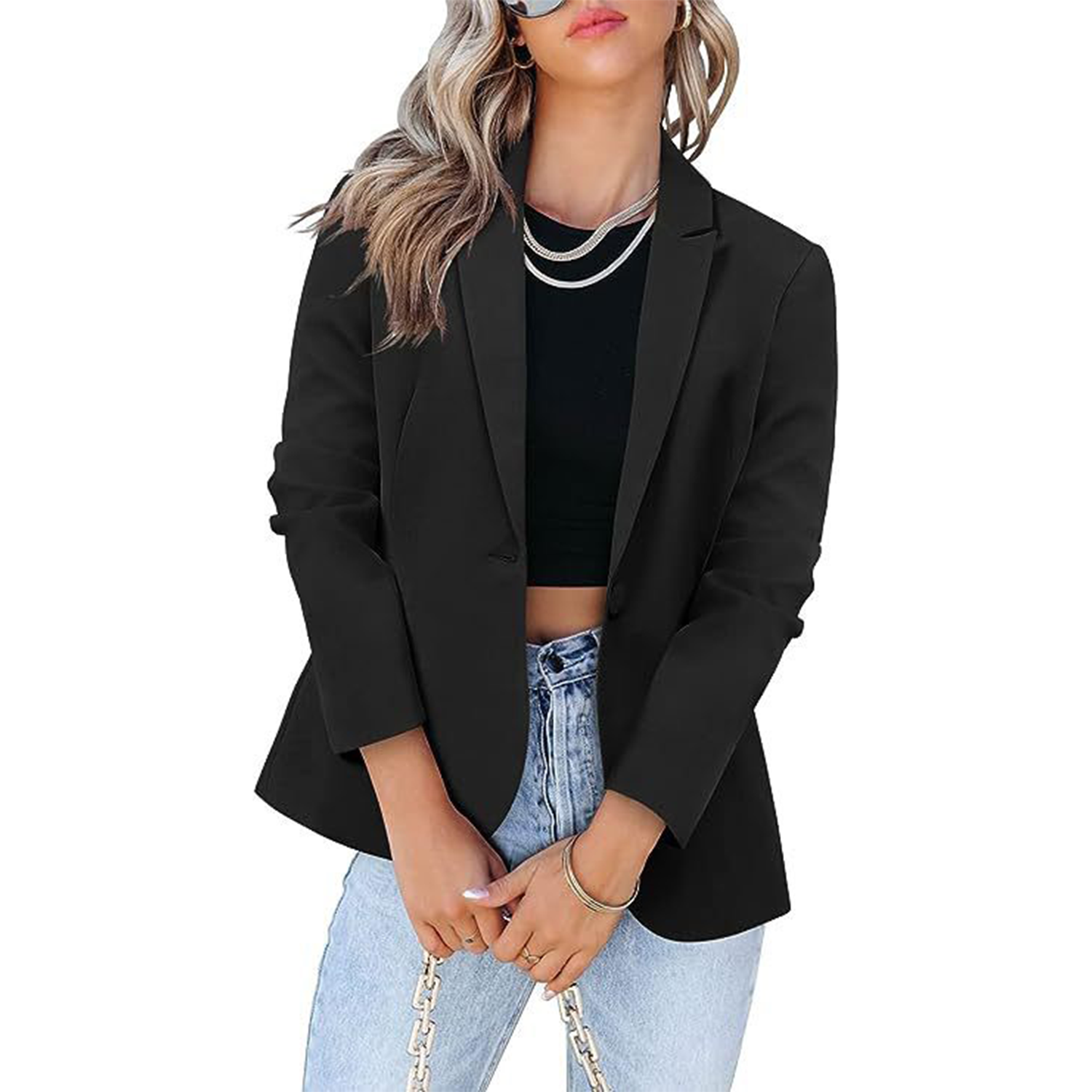 Womens Casual Blazers Open Front Long Sleeve Work Jacket 5