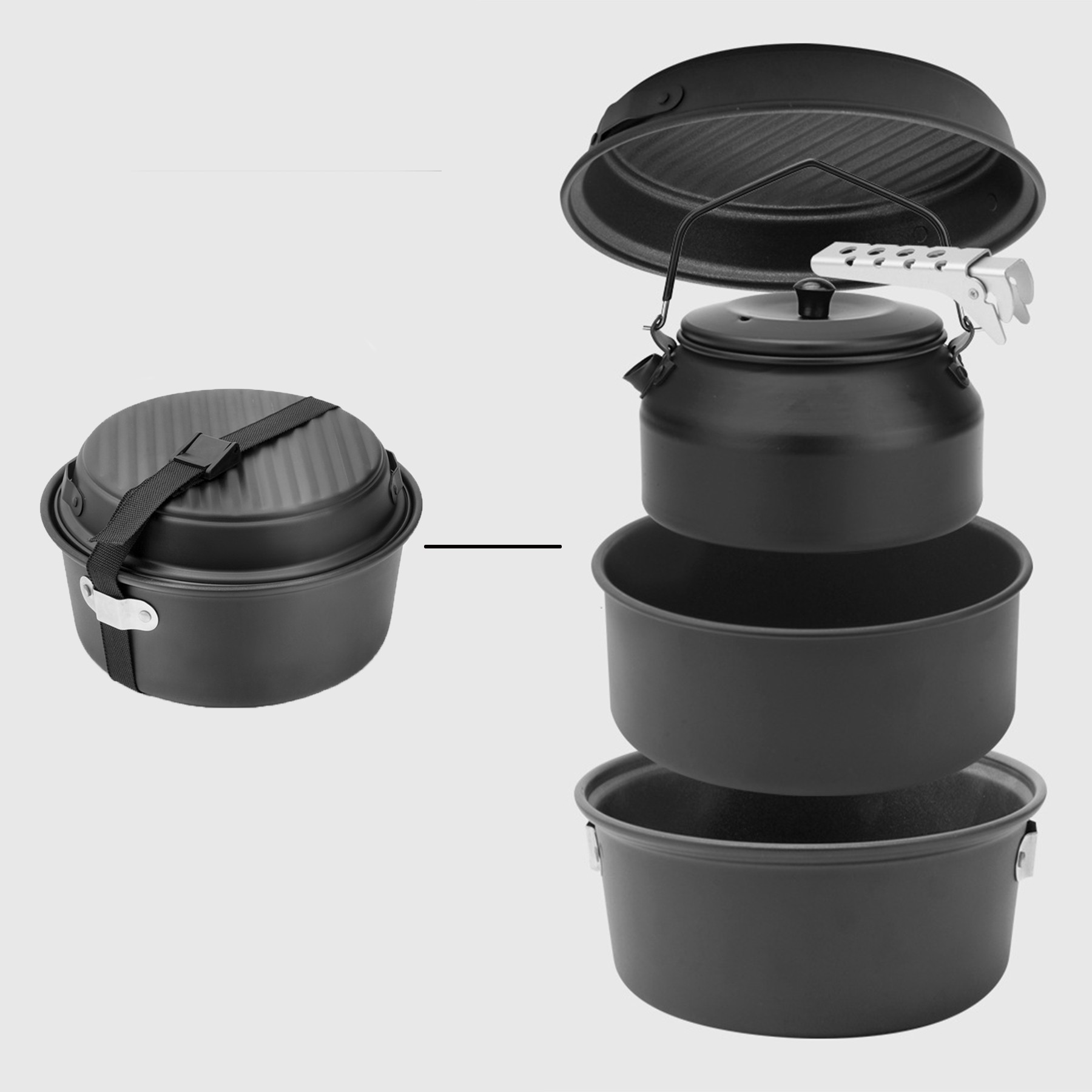 Nonstick Outdoor Cooking Pot Kettle Utensils Set 4
